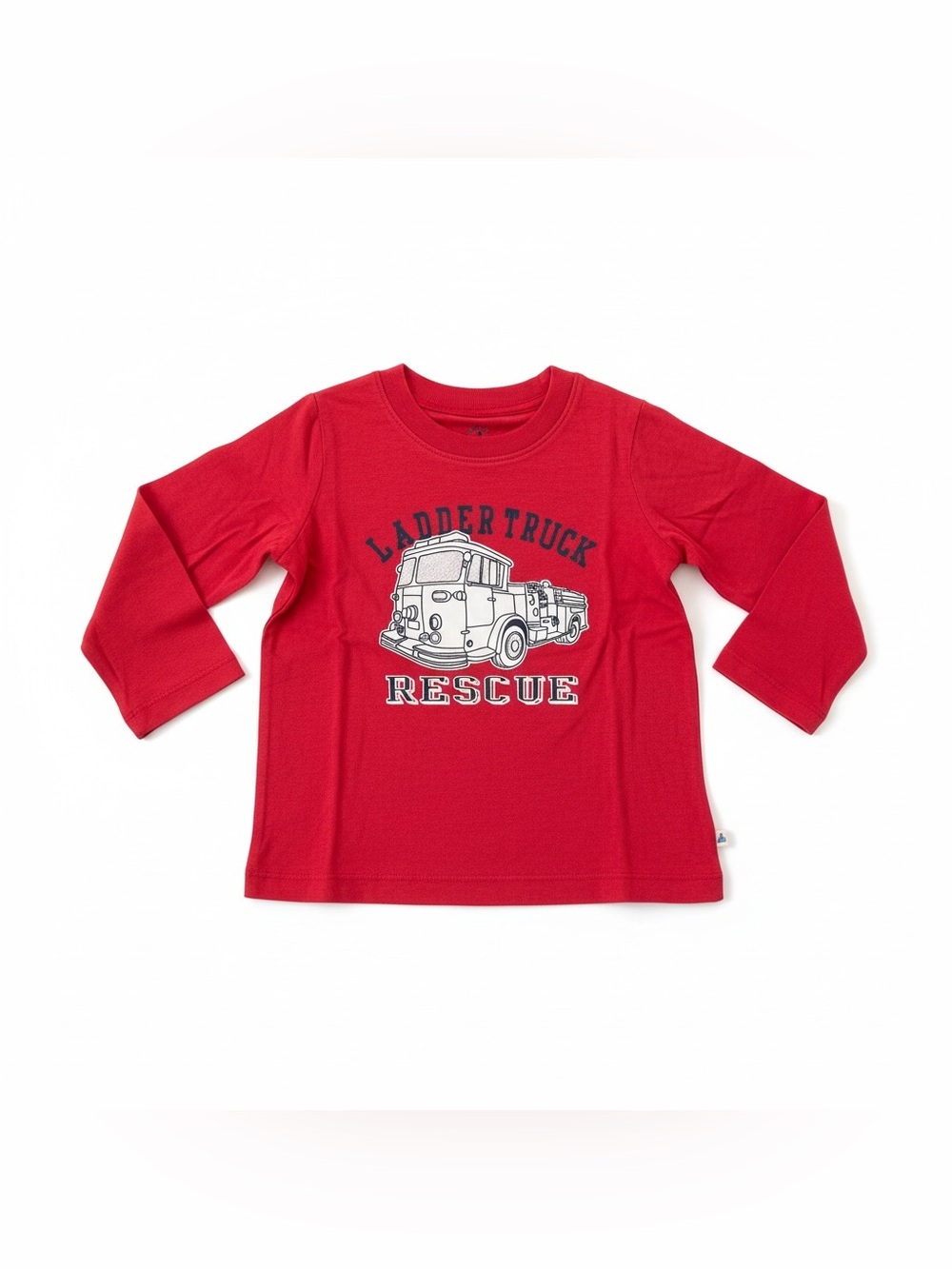 GAP Baby Boy Modern Red Firetruck Long Sleeve Graphic Shirt Size 18-24 Month NEW